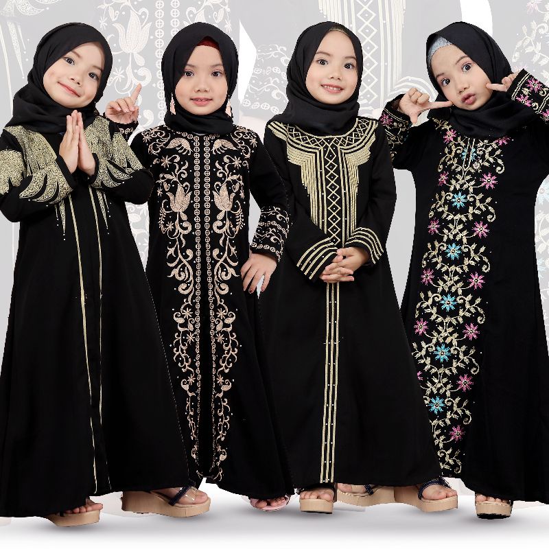 HITAM Gallery Exclusive Black Abaya Gamis ปักเด็กตุรกี (เลื่อนให้ขวาเพื่อดูโมติฟเด็กอื่น)