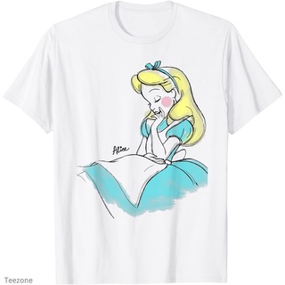 เสื้อยืดคอกลม แขนสั้น ผ้าฝ้าย พิมพ์ลาย Alice in Wonderland แฟชั่นฤดูร้อน สําหรับผู้ชาย