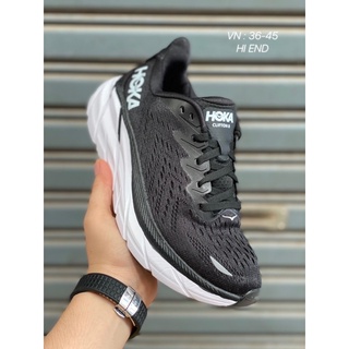 🏃🏼รองเท้าวิ่ง Hoka Clifton8 Men’s🏃🏼( สี่ดำขาว)   รองเท้ากีฬา หมุมนิ่ม เบา ใส่สบาย