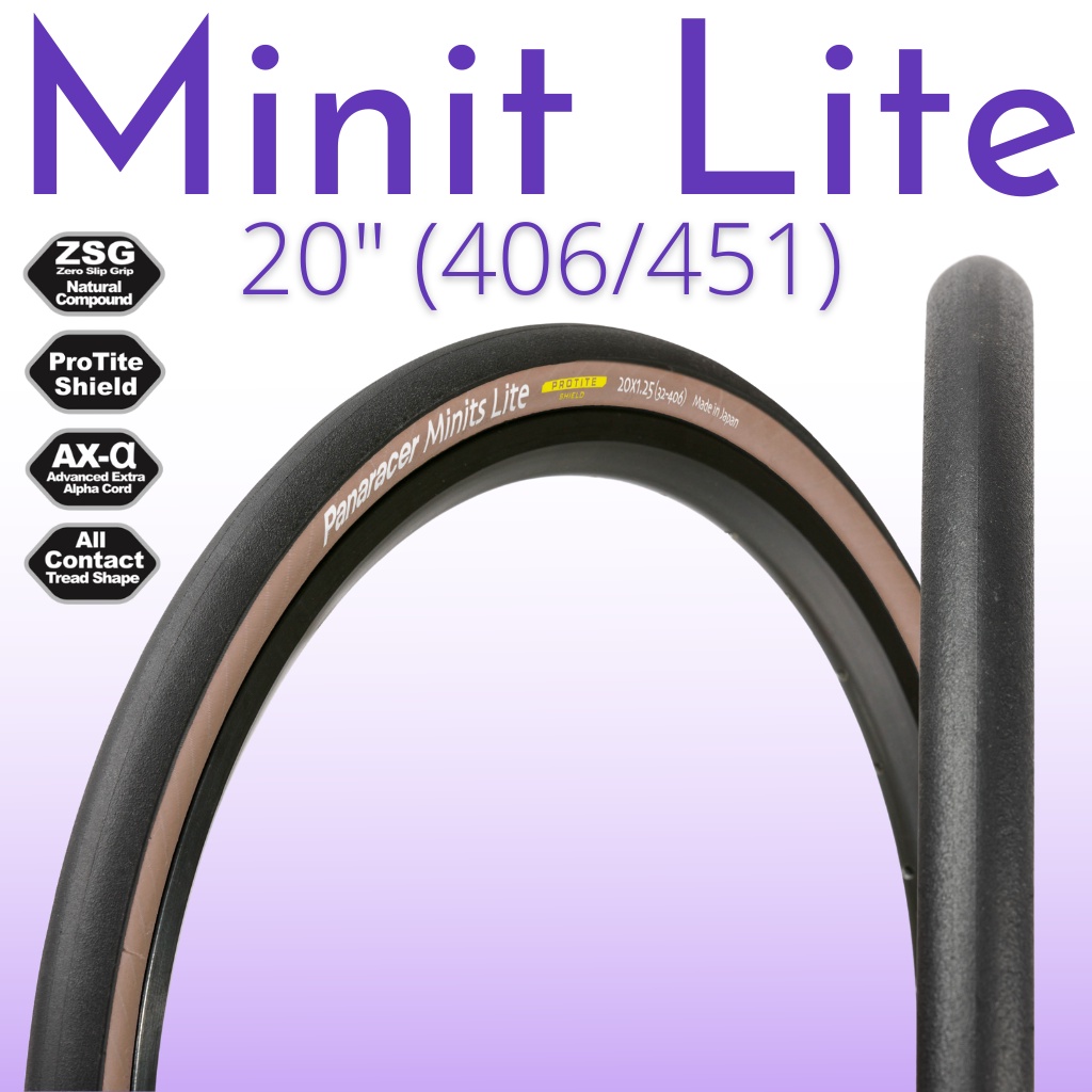 ยางจักรยาน 20นิ้ว ล้อ406&amp;451 Panaracer Minit Lite สีใหม่ปี 2022 เเก้มเเก้ว ขอบพับ Made in Japan