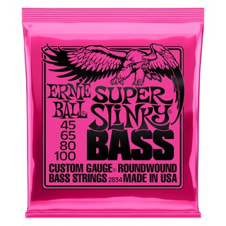 Ernie Ball  สายเบส 4 สาย SUPER SLINKY NICKEL WOUND ELECTRIC BASS STRINGS - 45-100 GAUGE