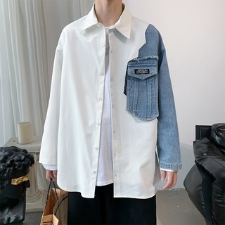 เสื้อเชิ้ตแขนยาวผู้ชาย สไตล์หนุ่มเกาหลี พร้อมส่ง