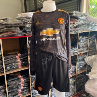 ชุดกีฬาฟุตบอลแขนยาวผู้ใหญ่ แมนยู Manchester United 2019/20(เสื้อ+กางเกง) ถ่ายจากสินค้าตัวจริง