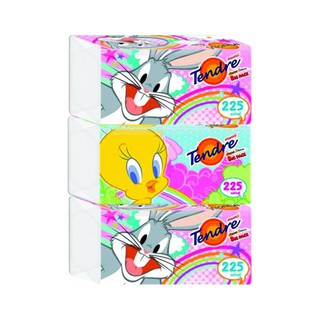 🔥แนะนำ!! เทนเดอร์ กระดาษเช็ดหน้า ซอฟท์ 225 แผ่น แพ็ค 3 Tender Facial Tissue Soft 225 Sheets Pack 3