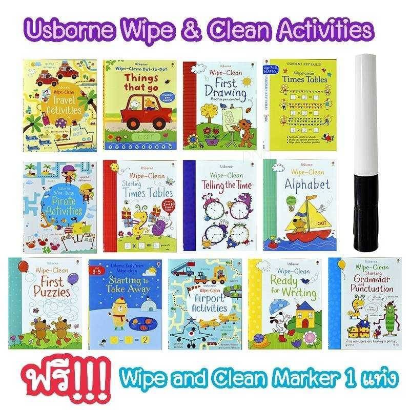 หนังสือกิจกรรม Usborne ชุด Wipe &amp; Clean Activity Box Set (เซท 13 เล่ม) + ปากกา Wipe &amp; Clean Marker 1 แท่ง