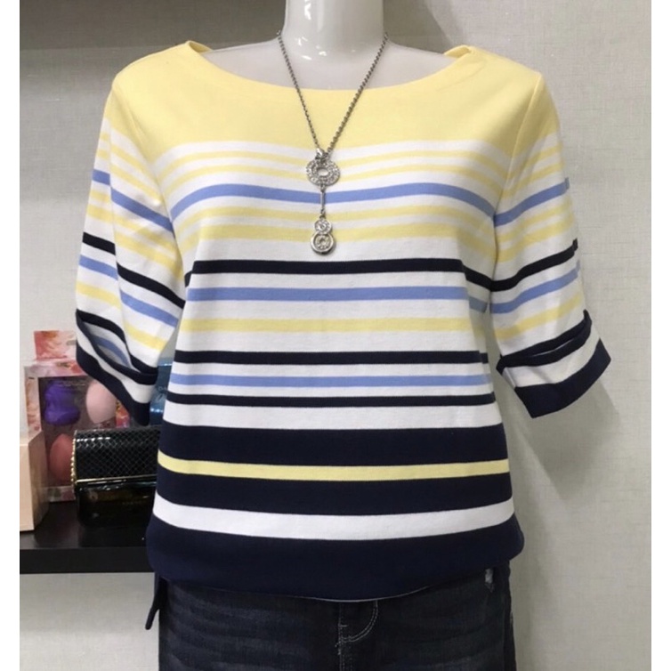 [สหรัฐอเมริกาผลิตภัณฑ์] เสื้อยืด KAREN SCOTT WOMENS HORIZONTAL STRIPED