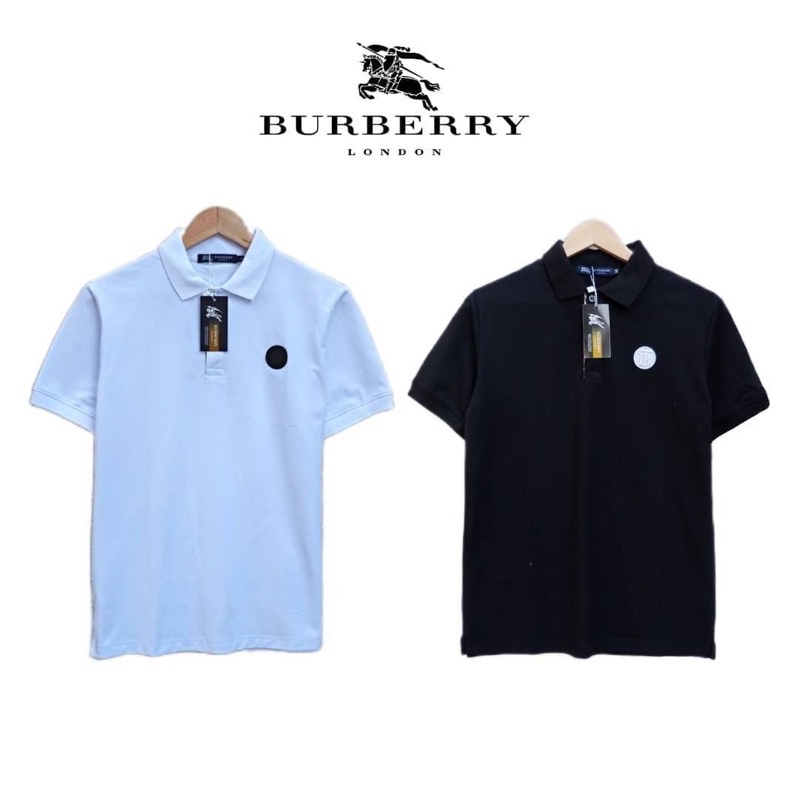 [พร้อมส่ง] แท้ 💯 Polo Burberry London เสื้อเชิ้ตคอปกแขนสั้นสีขาว ปักนูน logo Burberry ด้านหน้า ผ้าคอตตอน 100%