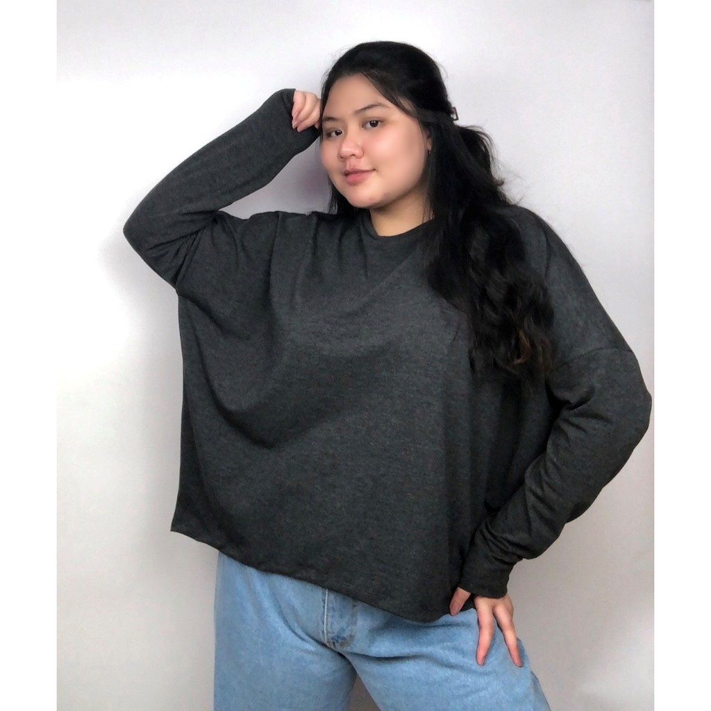 ( บ่าตกแขนยาว over size ) เสื้อยืดแขนยาว คอปีน แบรนด์ CHOTYSHOP สินค้าผลิตในไทย LOTX