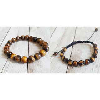 สร้อยข้อมือหิน Tigers Eye Stone กำไลหินไทเกอร์อาย พลอยตาเสือ สร้อยข้อมือนำโชค กำไลข้อมือโชคดี หญิง ชาย ขนาด 8-10 มม.