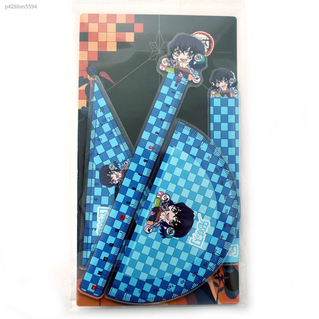 ไม้บรรทัดNew Demon Slayer Blade Plaid Ruler Set Cute Creative Tanjirou ...