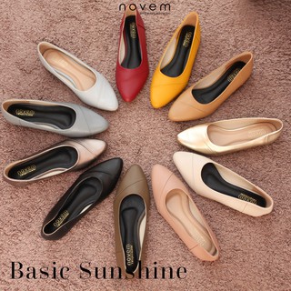 Basic Sunshine : รองเท้าแตะหนังวัว ทรงหัวแหลม (novem) มี 7 สี