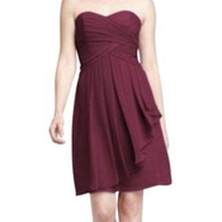 ไซส์ 22US อกหน้าผ้า 50 นิ้ว ชุดราตรี DAVIDS BRIDAL Wine Bare Dress เกาะอก สีเลือดหมู มือสอง  สภาพดี R1