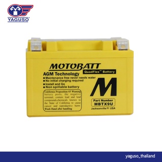 แบตเตอรี่ MOTOBATT Quadflex MBTX9U แบตรถจักรยานยนต์บิ๊กไบค์ CB 400,VFR-400,CBR 600,CBR 900,NV-400