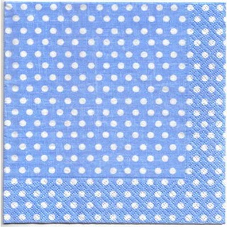 Pladao Napkin ภาพ ลายแต่ง Just dots blue ลายจุดบนพื้นฟ้า กระดาษแนพกิ้น สำหรับงานศิลปะ เดคูพาจ decoupage ขนาดL 33x33