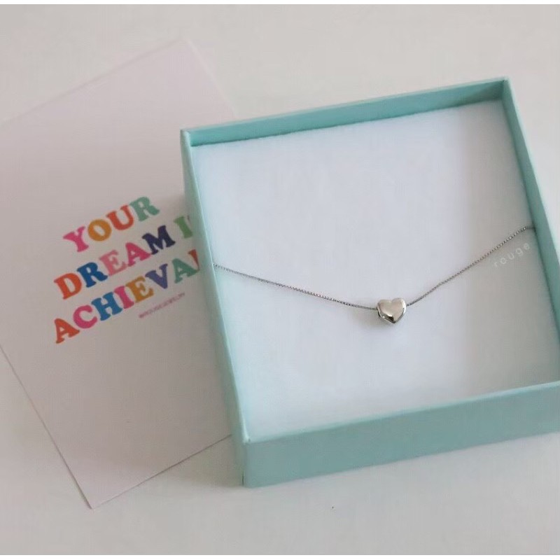[พร้อมส่ง] สร้อยคอ Silver solid heart necklace (มีห่อของขวัญฟรี)