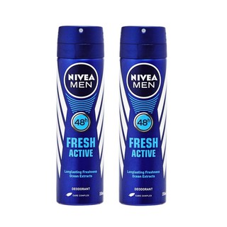 สเปร์ยระงับกลิ่นกาย นีเวีย เฟรช แอกทีฟ ขนาด 150 มล. Nivea Fresh Active x 2 ขวด