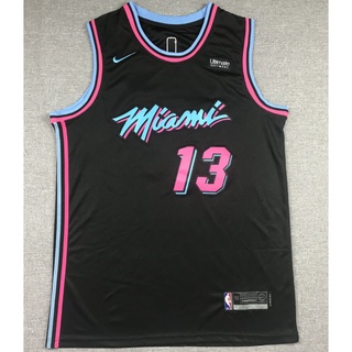 ใหม่ NBA Miami Heat สําหรับผู้ชาย 2021 #เสื้อกีฬาบาสเก็ตบอล ปักลาย Bam Adebayo 13 สีดํา