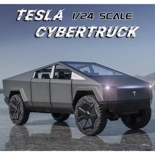 โมเดลรถเหล็กTesla CYBERTRUCK สเกล1:24รายละเอียดสีมีเสียงและมีไฟประตูข้างเปิดปิดได้เป็นงานโมเดลสำหรับตั้งโชว์