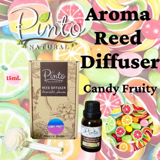 มาใหม่ PINTONATURAL ก้านไม้หอมปรับอากาศ กลิ่นแคนดี้ฟรุ๊ตตี้ ขนาด 15ml. ไซส์มินิ Aroma Reed Diffuser Candy Fruity