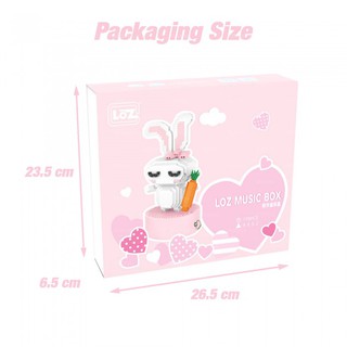 LOZ MUSIC BOX 9852 BUNNY BLOCK PINK CUTE MUSICAL BOX จำนวนตัวต่อ770 ชิ้น