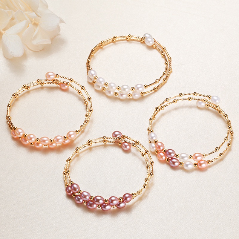 ขายดี สร้อยข้อมือมุกน้ําจืดธรรมชาติ กําไลข้อมือทองคํา สําหรับผู้หญิง ราคาส่ง