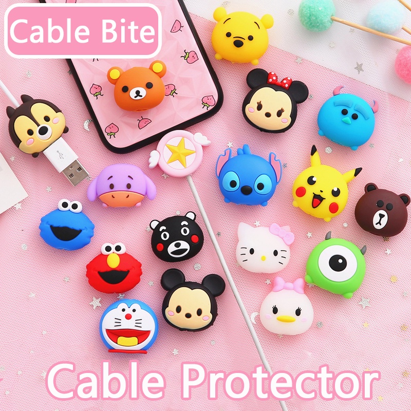 ซื้อ 5 แถม 1 ฟรี Cartoon Cable Protector Cable Bite Cord Protector Cable Winder Cover สําหรับโทรศัพท์ i-P/สายชาร์จ Android