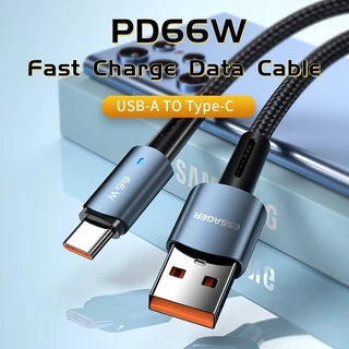 Essager สายชาร์จโทรศัพท์มือถือ usb type c 6A 66W พร้อมไฟ LED ชาร์จเร็วมาก สําหรับโทรศัพท์มือถือ