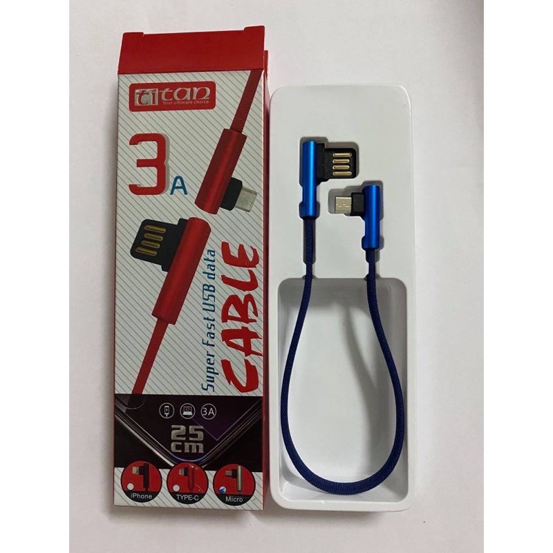 Powerbank Cable 3.0A SUPER FAST CHARGE  25cm Short USB cable for L/Micro/Type C