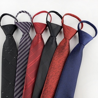 เนคไท ไม่ต้องผูก แบบซิป Necktie Zipper Solid Color Slim 7cm Men Boy Women Girls Entertainment Party Gravats Pre-tied Tie