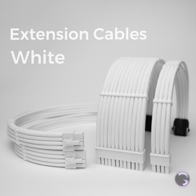 สายถักแต่งคอม [สีขาวล้วน] [ExtensionSleeveCables] [รับประกัน 1 ปี] GalaxyWiringPC