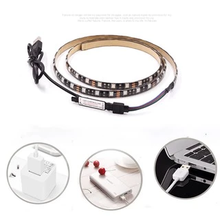แถบไฟตกแต่ง LED RGB ชนิด USB DC5โวลต์ การตกแต่งพื้นหลังทีวีไฟแถบยืดหยุ่นพร้อมรีโมทคอนโทรลปรับ16สี