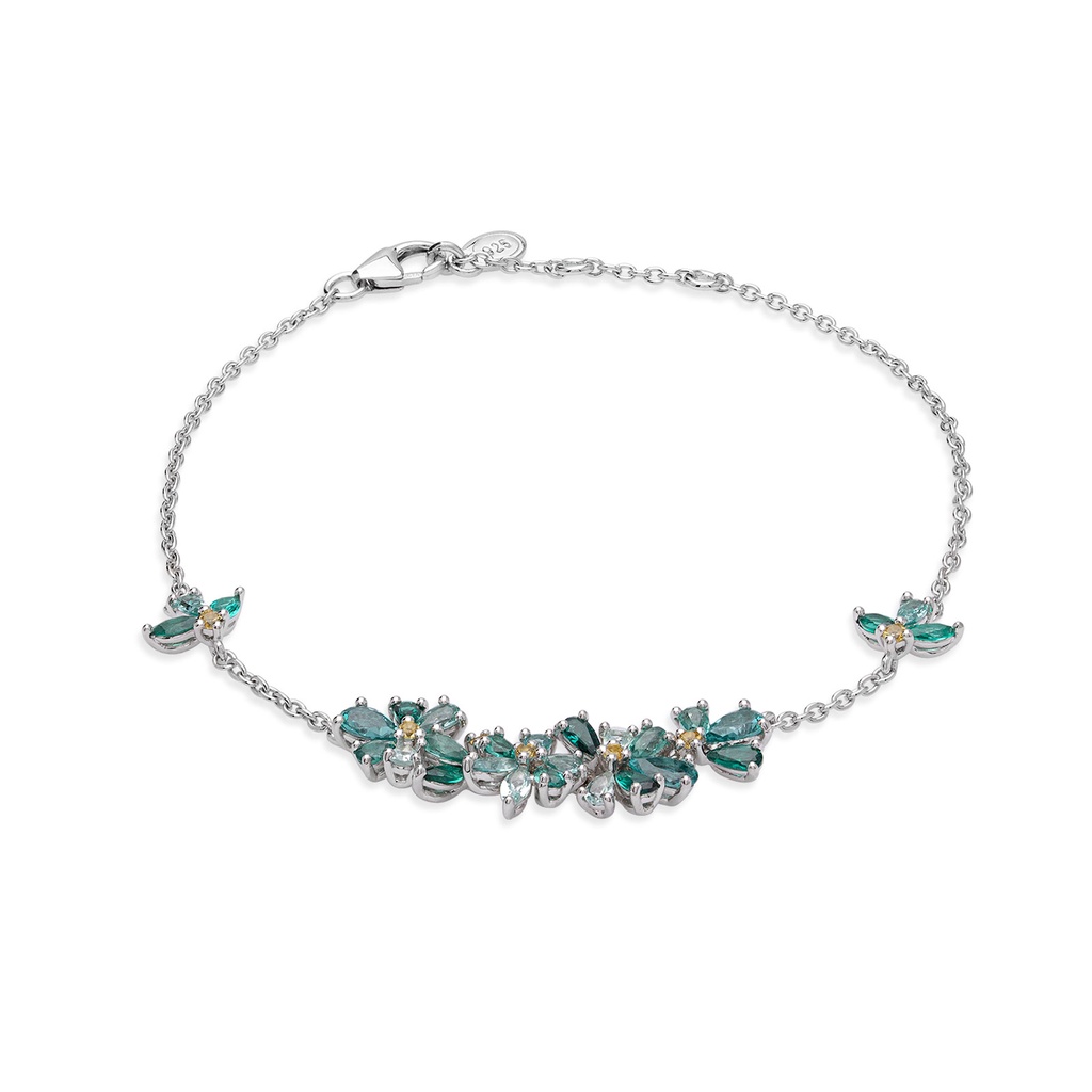 Lory Jewellery Valentina Flower Bracelet B21001 Siamite #1161 Silver 925