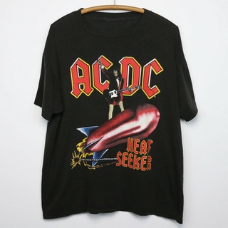 เสื้อยืดอินเทรนด์ผู้ชายอินเทรนด์ผู้หญิง๑✔♝Acdc Shirt 1988 Heat Seeker World Tour Concert Tee Rock Band 80 Reprint Mens T