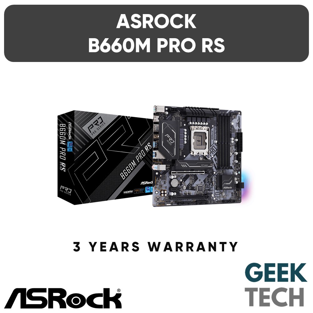 ASROCK B660M Pro RS mATX เมนบอร์ด - รองรับ 12th Gen Intel LGA1700 โปรเซสเซอร์ / DDR4 4800MHz OC / 3x