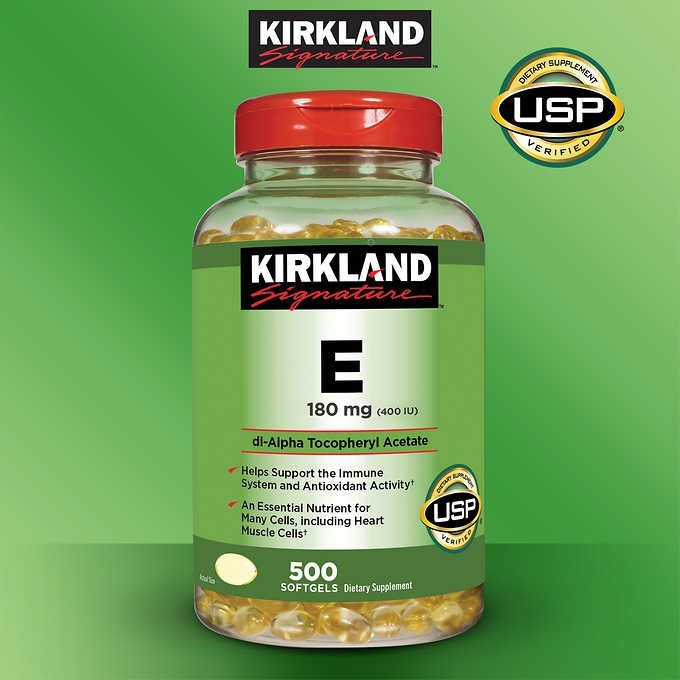 Kirkland Vitamin E 180mg 500 Softgels., วิตามินอี 180 มิลลิกรัม 500 เม็ด