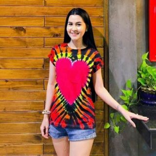 👕 เสื้อมัดย้อม 🌈 เสื้อยืดคอกลม ลายหัวใจ❤️