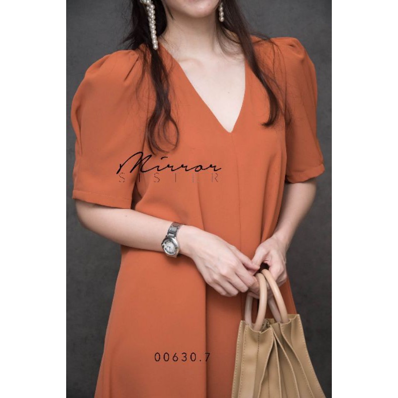 🏷️Mirrorsister #00630.7 เดรสสั้นทรงเบสิค เดรสแขนสั้น สีสดใส ชุดทำงาน ไปเที่ยว - รูปที่ 4