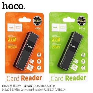 การ์ดรีดเดอร์ Card Reader HOCO HB20 Mindful 2-in-1 SD Card Reader USB3.0/ 2.0 OTG Memory Card Adapter ฮับ HUB มีประกัน