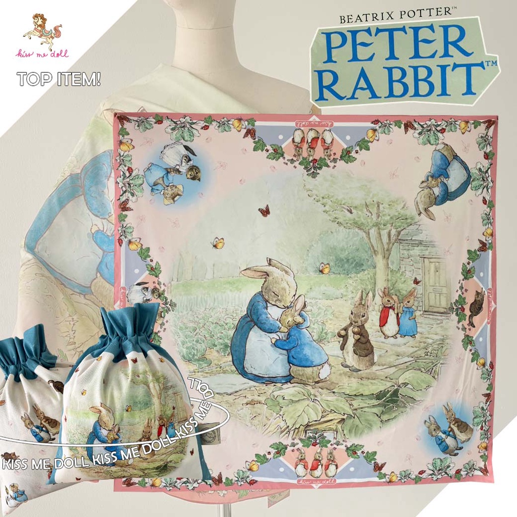 Kiss Me Doll  ผ้าพันคอ/ผ้าคลุมไหล่ Peter Rabbit ลาย Your Day (ปีเตอร์แรบบิท) ขนาด 100*100 CM.