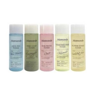 Mamonde Rose Water, Pore Clean, Chamomile Pure, Flower Honey, Aqua Peel Toner 25ml, Centella Trouble 50ml Trial Kit