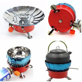 เตาแก๊สแบบพกพา เดินป่า แคมป์ปิ้ง พร้อมกระเป๋า Portable Windproof Camping Stove