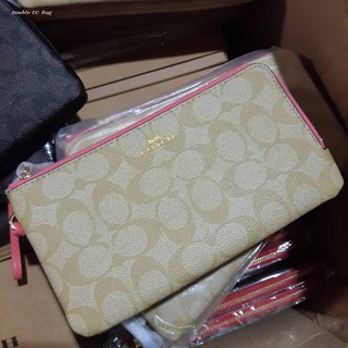 (แท้ 💯%‼)  COACH F54057 DOUBLE ZIP WALLET IN SIGNATURE