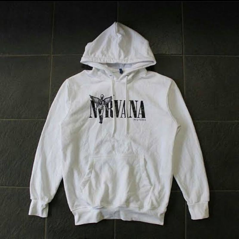 เสื้อฮู้ด Nirvana สีขาว H&M