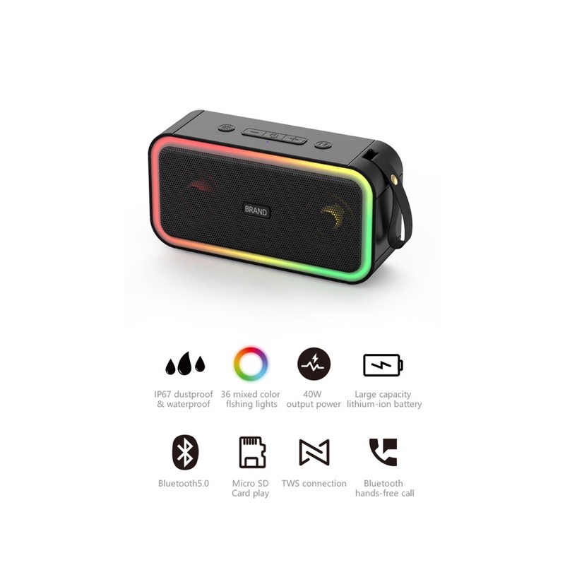 Mifa F60 40W Bluetooth 5.0 , 36 mixed color flashing light, 18,650 ...