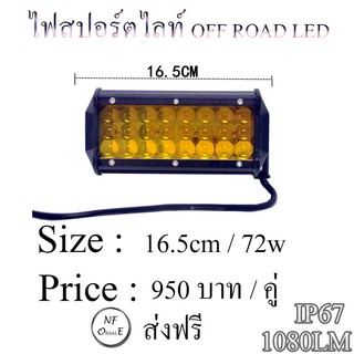 ไฟสปอตไลท์ OFF ROAD LED  ขนาด 16.5cm /72 W (สีเหลือง)