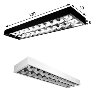 โคมติดลอยตะแกรงถี่อลูมิเนียมนอก 2x36W 30x120 cm.