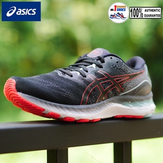 Asics รุ่น GEL Nimbus 23 1011B004-007 สี Black/ electric red ของเเท้ 100 %