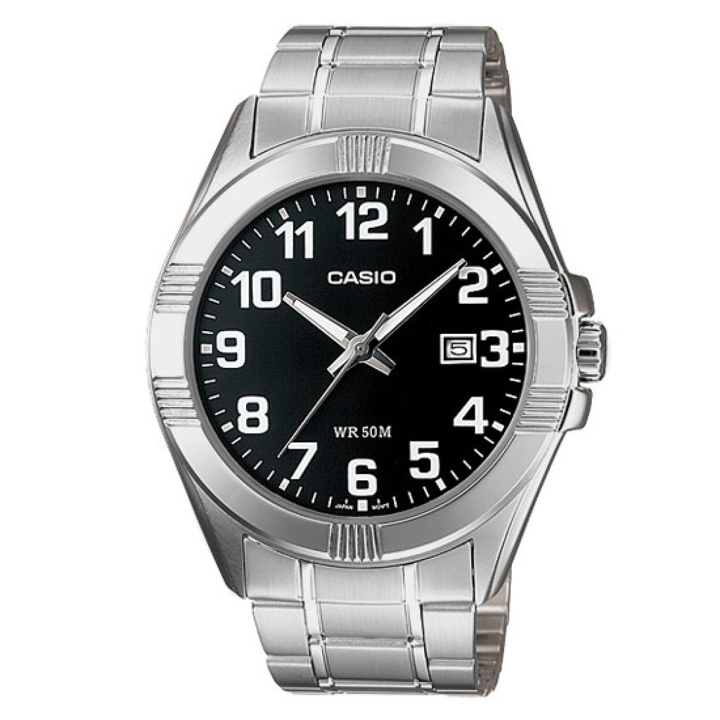 Casio นาฬิกาผู้ชาย  สีเงิน สายสแตนเลส รุ่น MTP-1308D,MTP-1308D-1B,MTP-1308D-1BVDF
