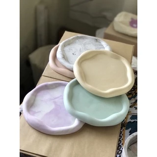 ถาดปูนทรงเมฆ ☁️☁️ รี และกลม ถาดวางเครื่องประดับ แต่งห้อง รองแก้ว วางเทียนหอม 🕯✨🕶 พร้อมส่ง