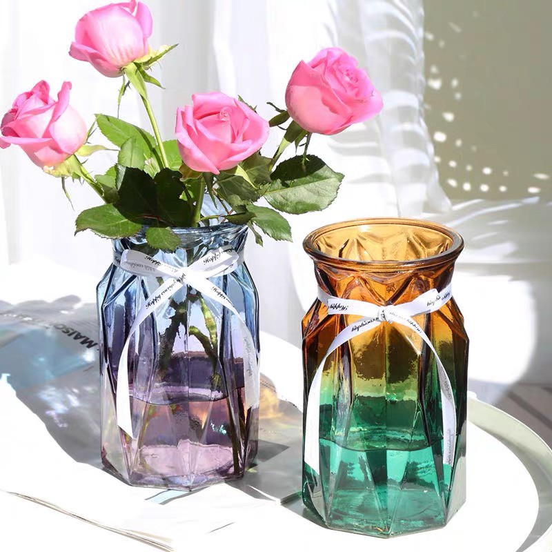 พร้อมส่ง［Becky home shop］แจกันดอกไม้ แก้วโปร่งใสแจกันยุโรปห้องนั่งเล่นที่เรียบง่ายตกแต่งในสไตล์การจัดดอกไม้ - รูปที่ 2